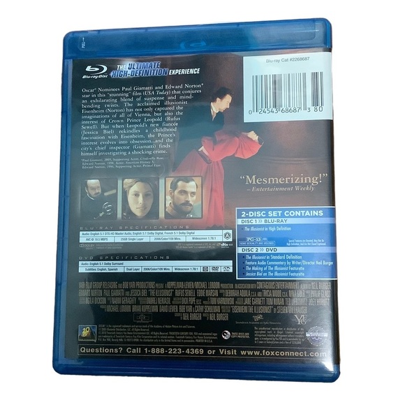 The Illusionist Blu-ray DVD Movie Magician Falls in Love Prince Fiancee Crime - Picture 2 of 2